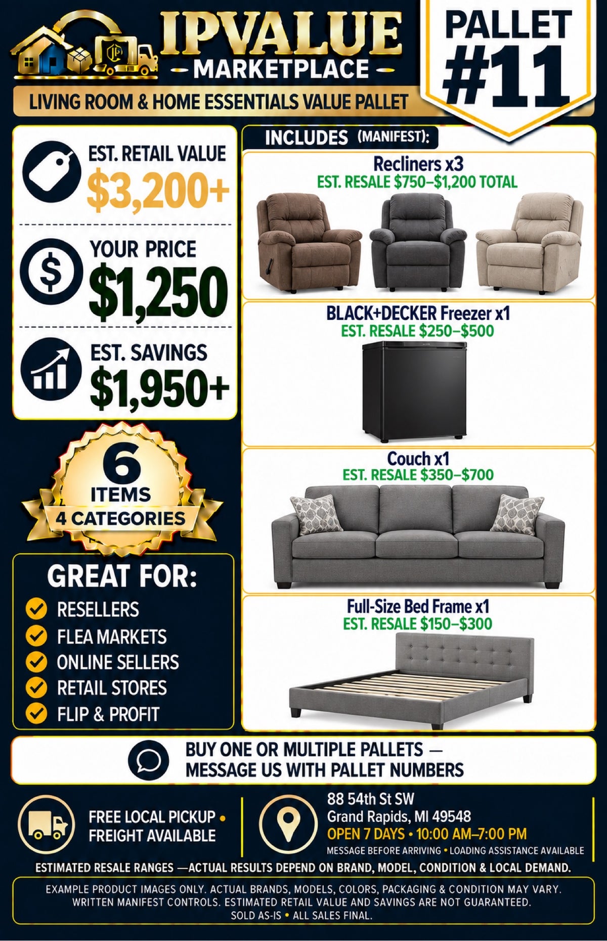 Pallet #11 — Living Room & Home Essentials Value Pallet (Manifested)