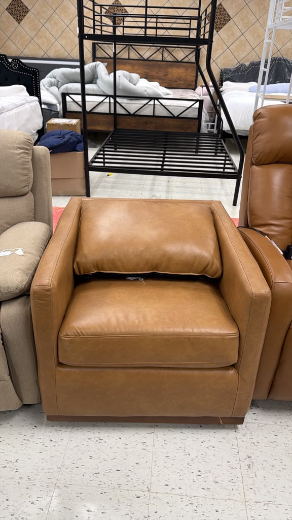 Contemporary Brown Leather Armchair