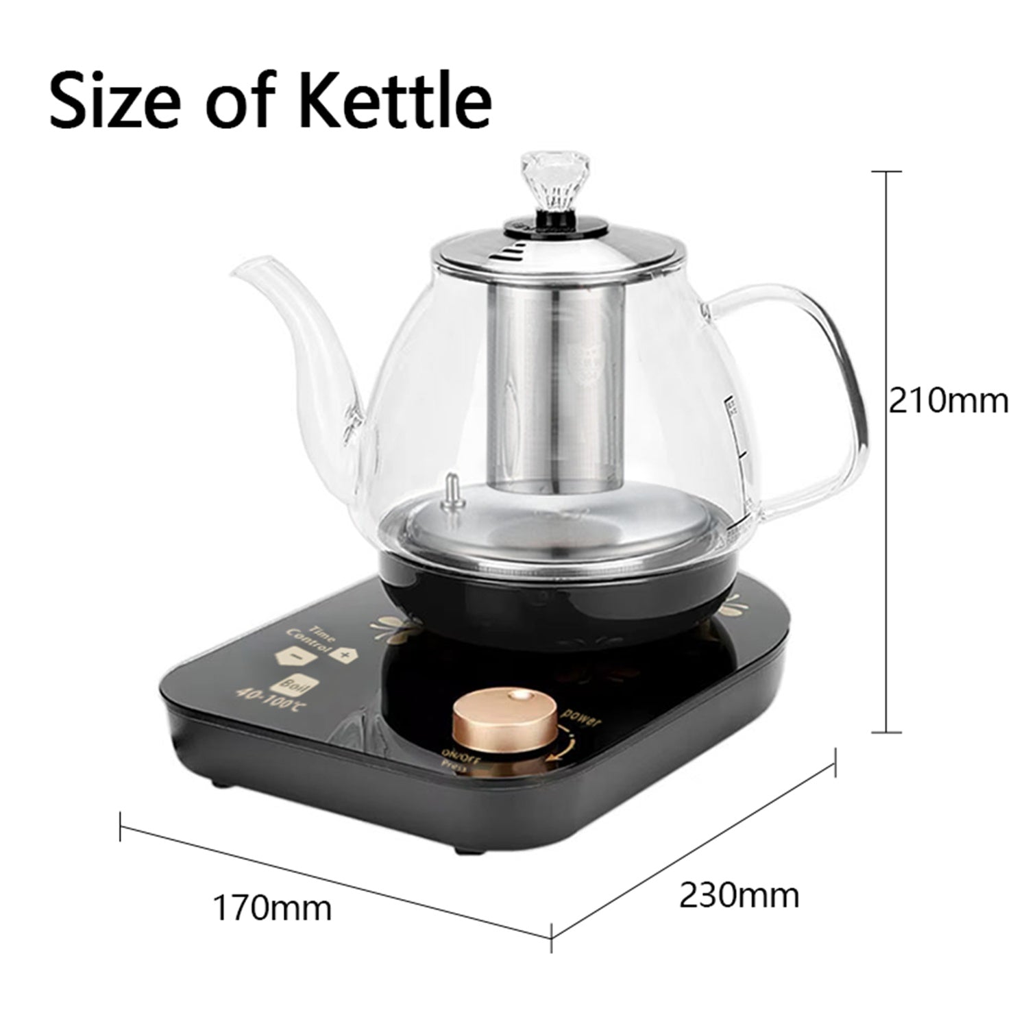 Professional Multi-functional Glass Teapot 800ml Fast Heating Cooking And Brewing Integrated Electric Kettle With Stainless Steel Filter