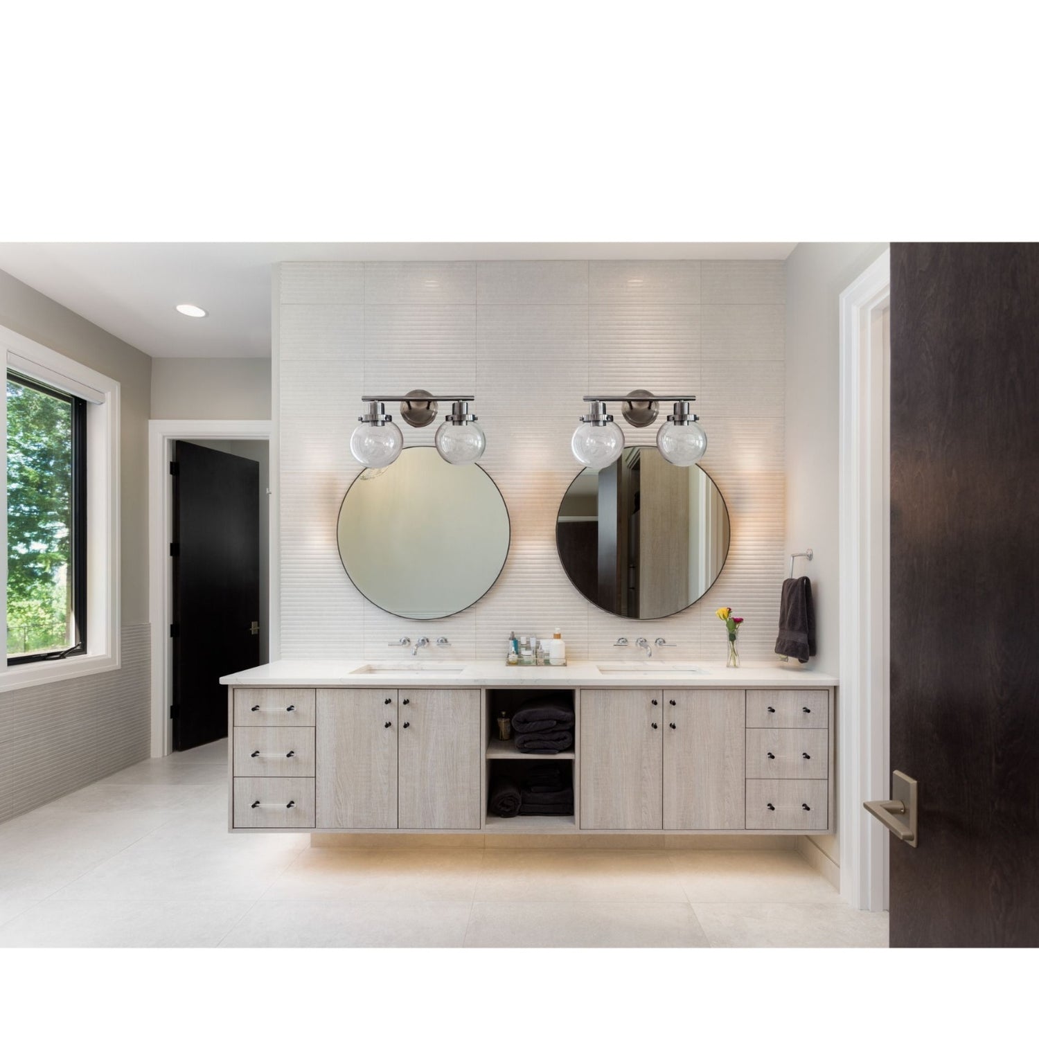 Bathroom Vanity Light Fixtures, 2-Light Black Wall Sconce Lighting Wall Lamp With Clear Glass Shade,