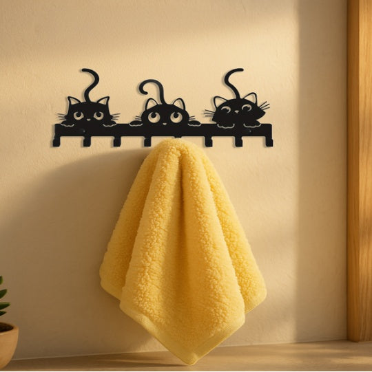 The Iron Cat Key Hook Rack - Fashionable Metal Wall - Mount Key Holder. It's An Easy - Install Storage Organizer Ideal For Home Living Room And Bedroom Decor, And A Top - Tier Housewarming Gift.Wall S