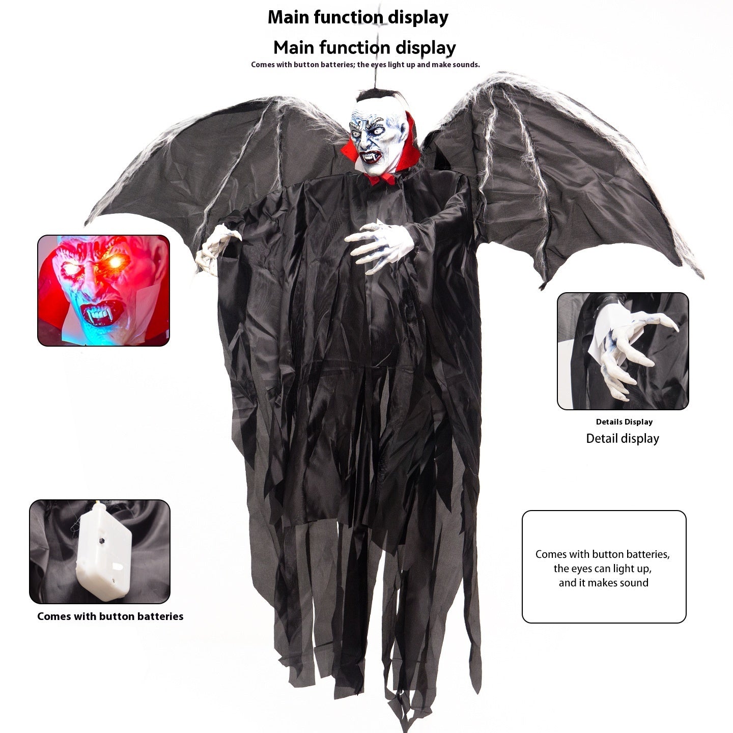 Big Bat Vampire Pendant Ornament Induction Luminous Atmosphere Props