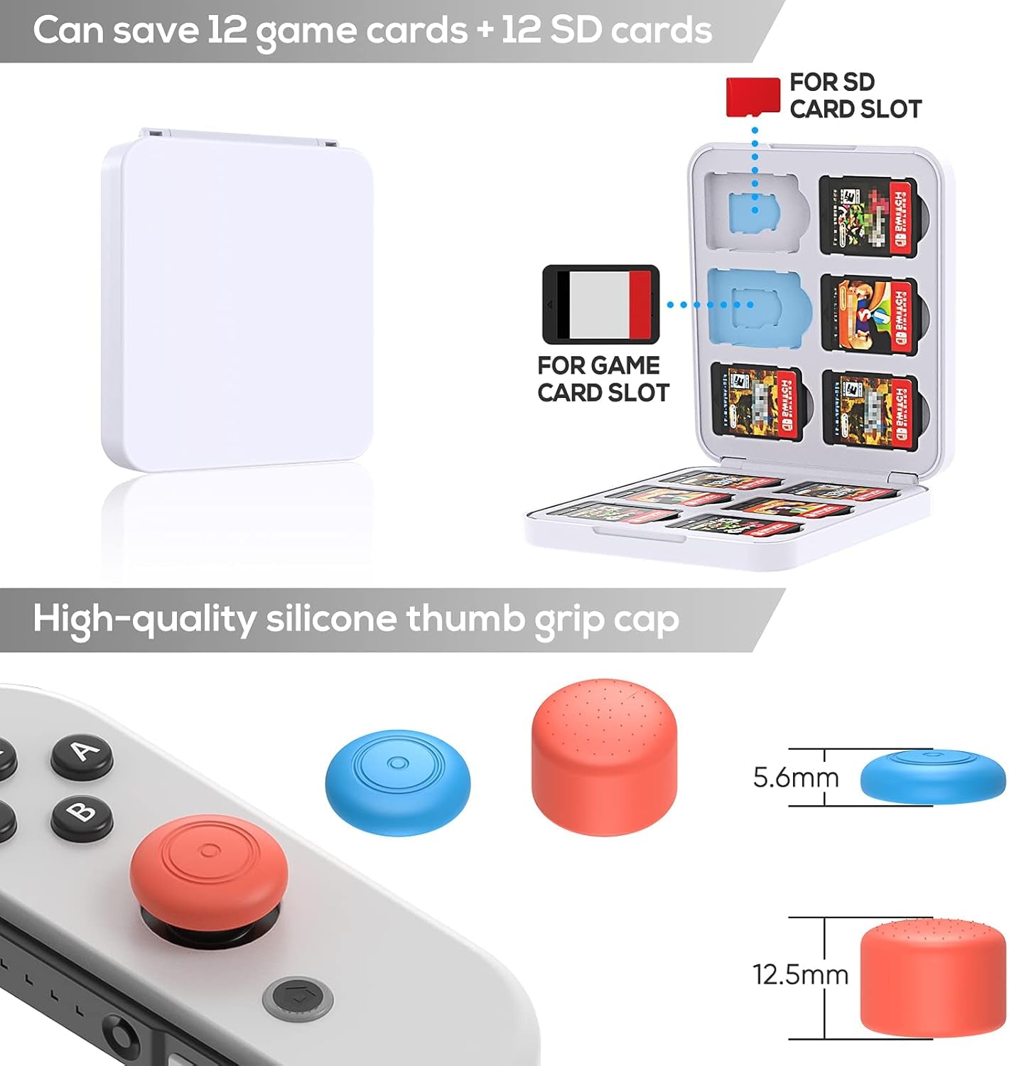 All in 1 Accessories Kits for Switch OLED 2021 Model:Case & Screen Protector, Hand Grips & Racing Wheels for Joy Con, Controller Charger Dock, Carrying Case & More -White