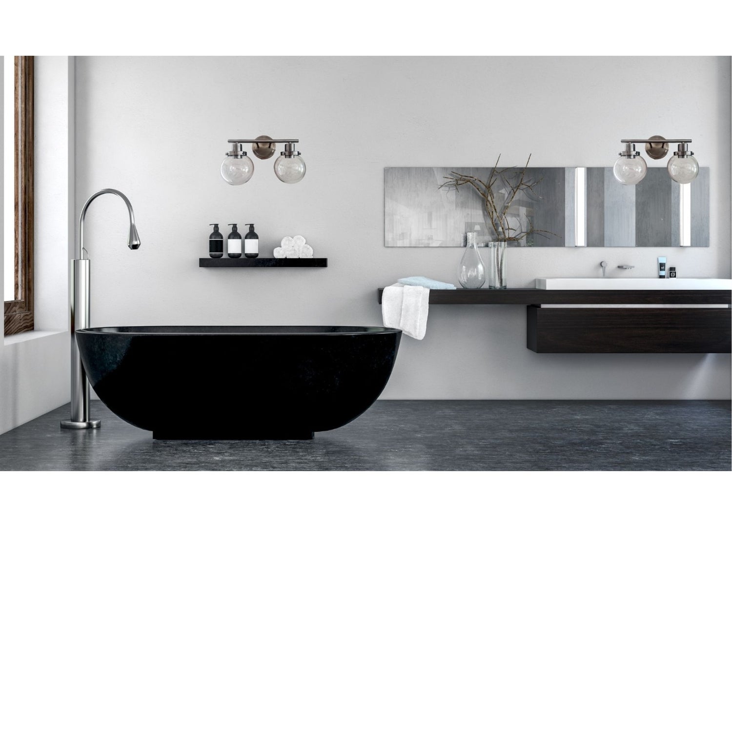 Bathroom Vanity Light Fixtures, 2-Light Black Wall Sconce Lighting Wall Lamp With Clear Glass Shade,