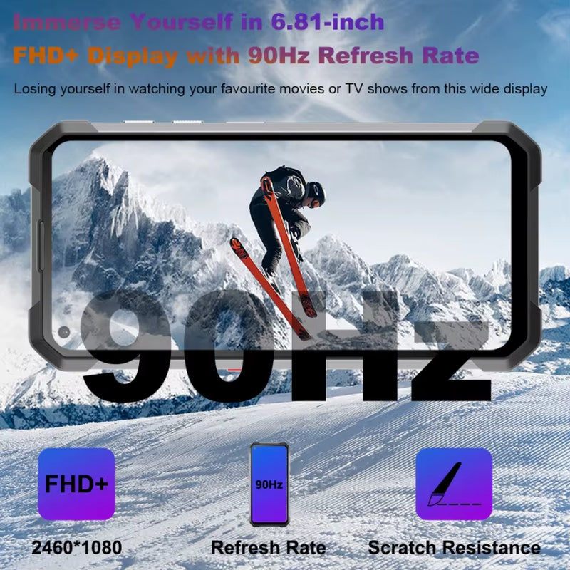Global Unihertz Tank Rugged Phone 22000Mah 108MP Camera 8GB+256GB Mobile Phones 4G Android Smartphones