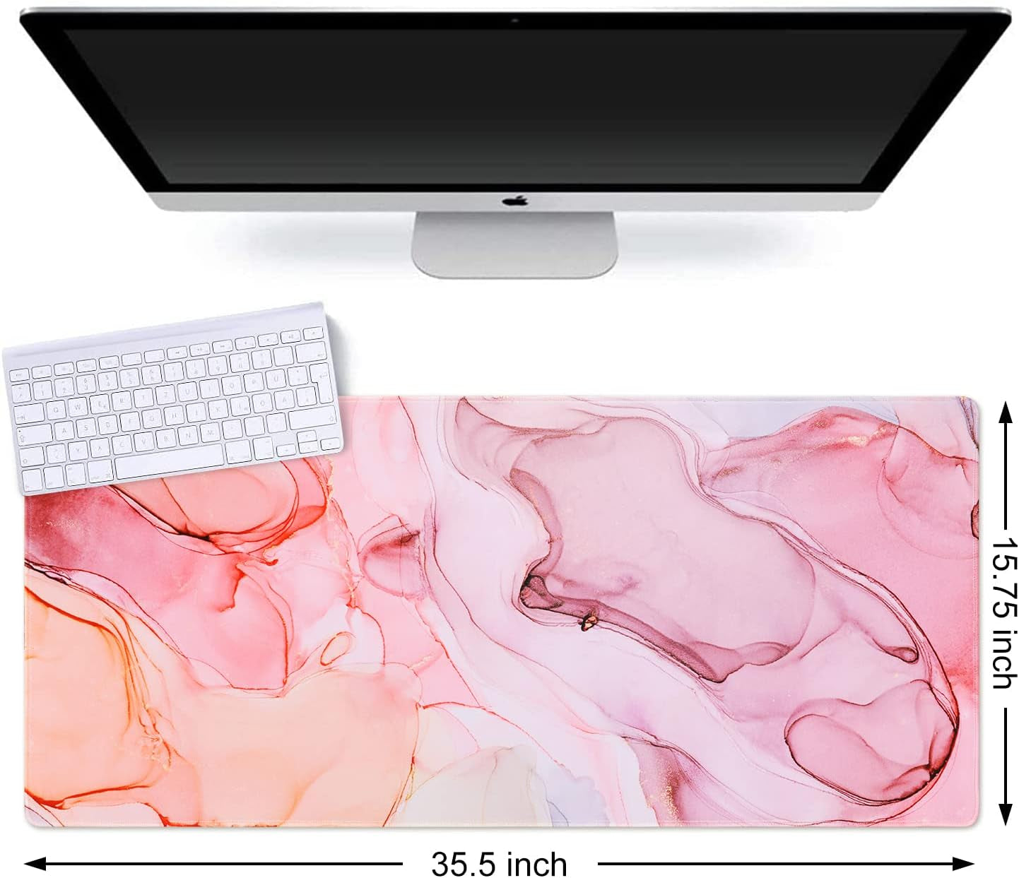 Large Gaming Mouse Pad, Non-Slip Rubber Base Water-Resistant Mousepad Desk Mat for Computer Keyboard, 35.4