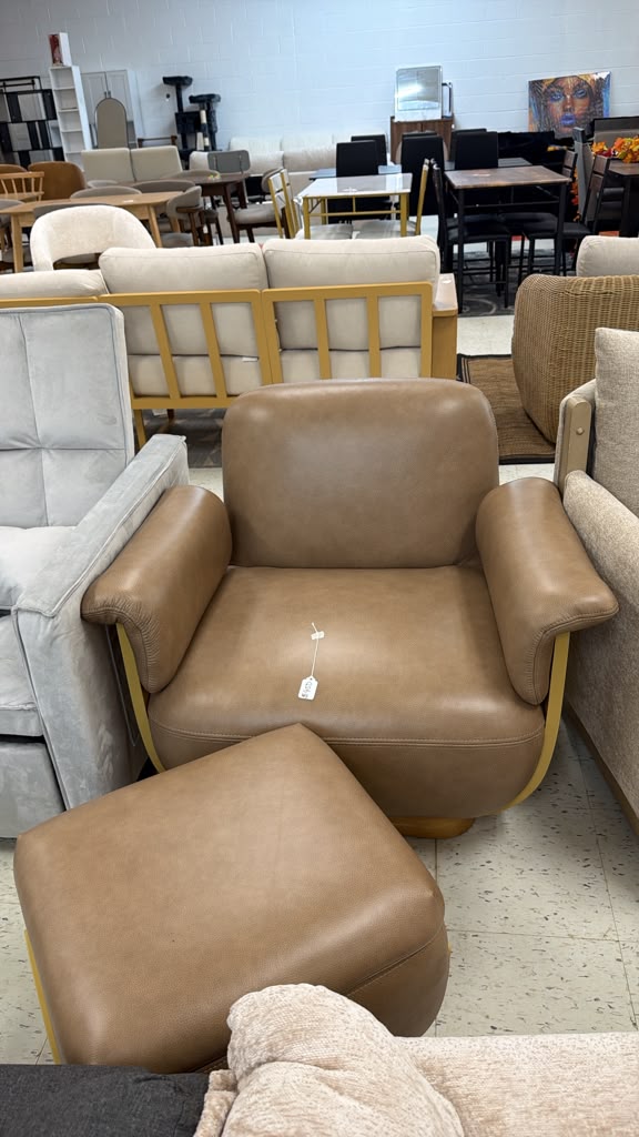 Contemporary Brown Leather Armchair