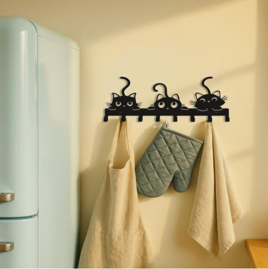 The Iron Cat Key Hook Rack - Fashionable Metal Wall - Mount Key Holder. It's An Easy - Install Storage Organizer Ideal For Home Living Room And Bedroom Decor, And A Top - Tier Housewarming Gift.Wall S