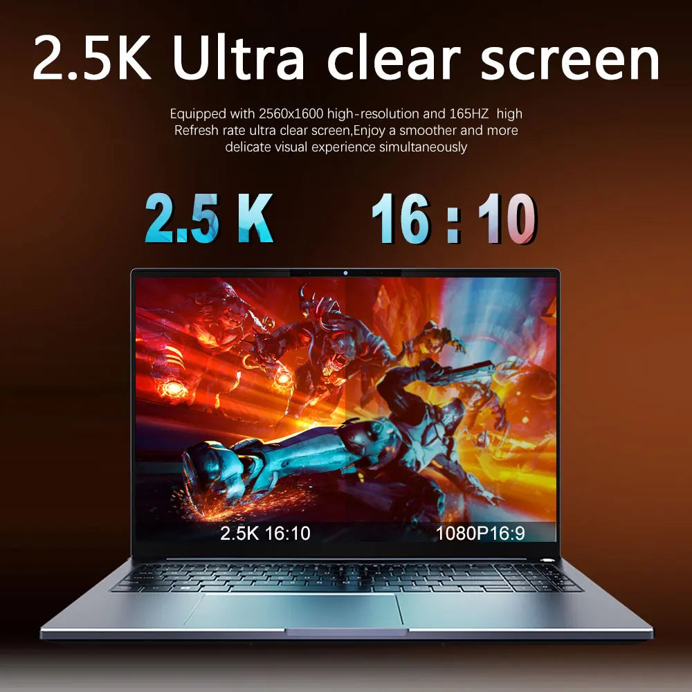 CRELANDER Laptop Ryzen 8845HS Processor 8Cores 16 Thread 16 Inch LCD 2560*1600-165HZ DDR5 Notebook Computer Gaming Laptops