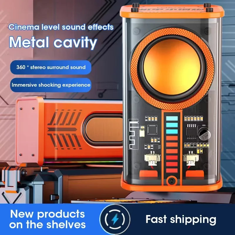 Loudspeaker Sound Box the Bass Transparent Wireless A36 Mecha Speakers Shake Speakers Audio Player Bluetooth Stereo Surround