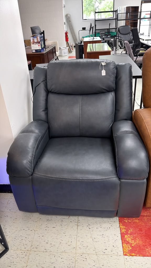 Comfortable Grey Leather Recliner