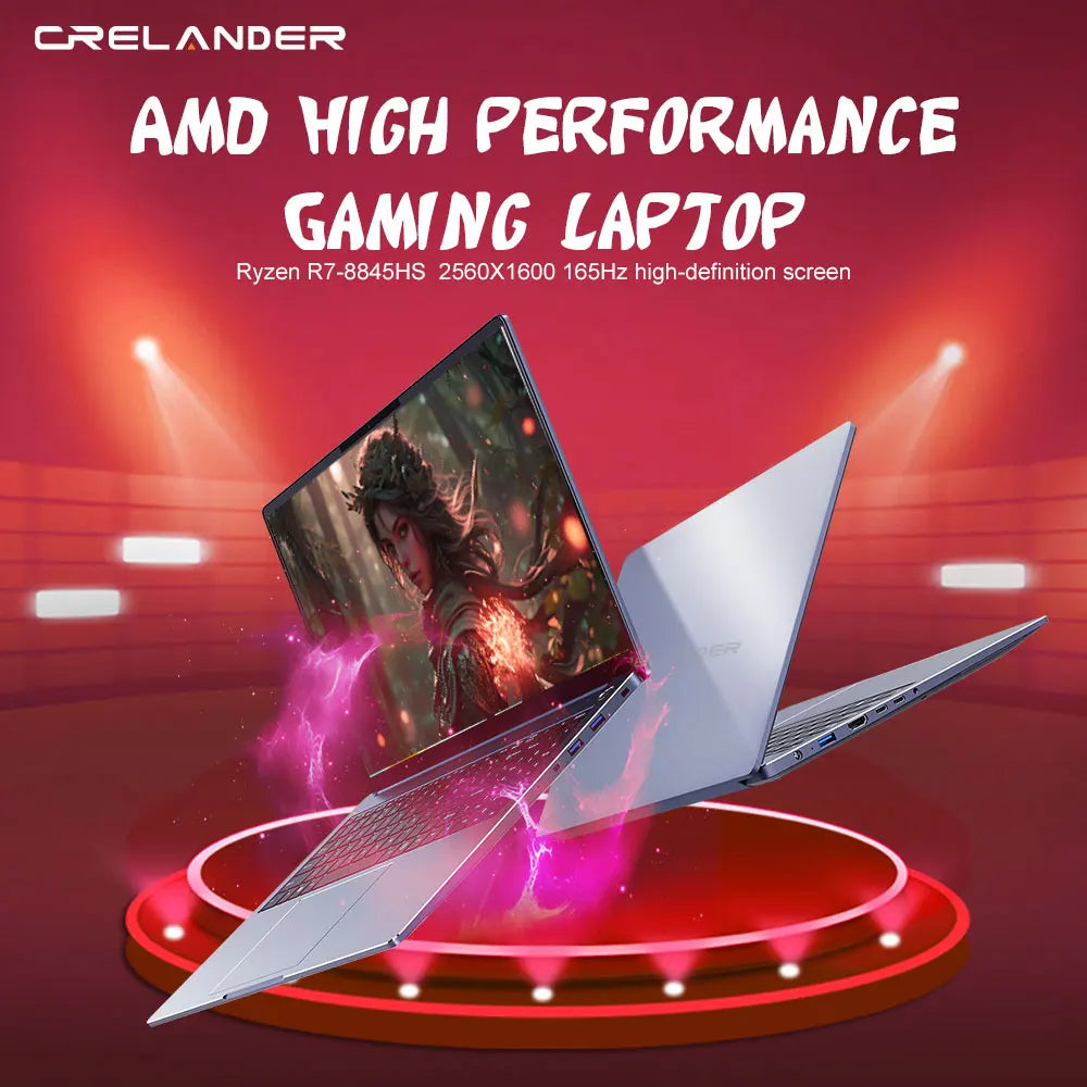 CRELANDER Laptop Ryzen 8845HS Processor 8Cores 16 Thread 16 Inch LCD 2560*1600-165HZ DDR5 Notebook Computer Gaming Laptops