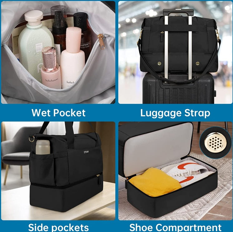 Travel Duffel Bag Sports Gym Bag For Girls Teen Birthday Gifts, Personal Item Weekender Bag Carry On Tote Bags For Women Men,Waterproof Overnight Luggage Bag With Trolley Sleeve