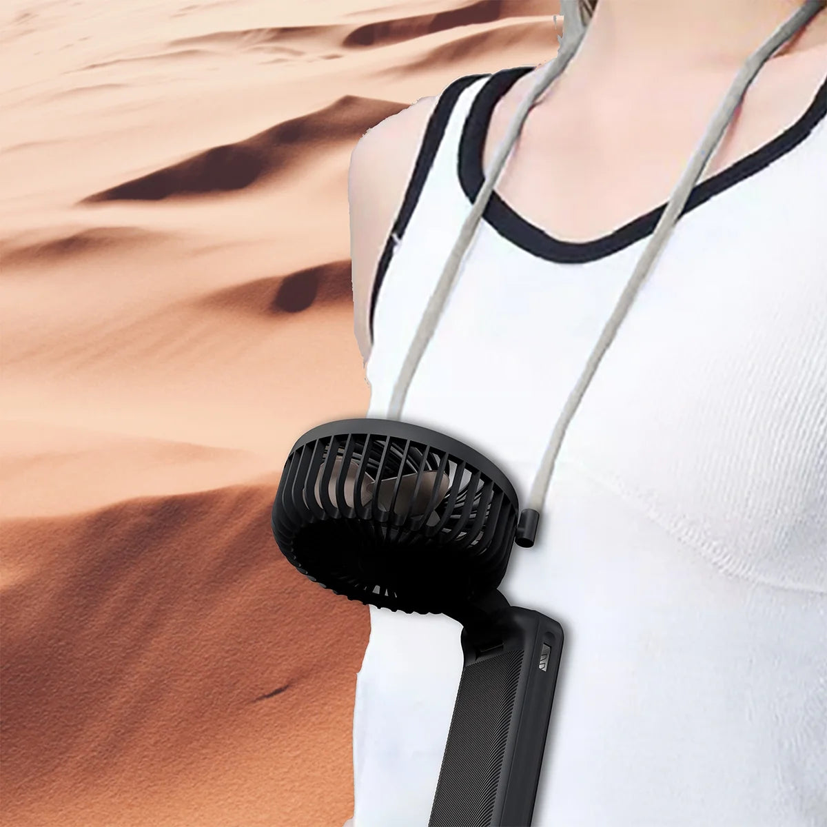 Portable Handheld Fan, Portable Fan Built-In 4000Mah Rechargeable Battery, Foldable Fan with 6 Speed Wind, Display Electricity in Real Time