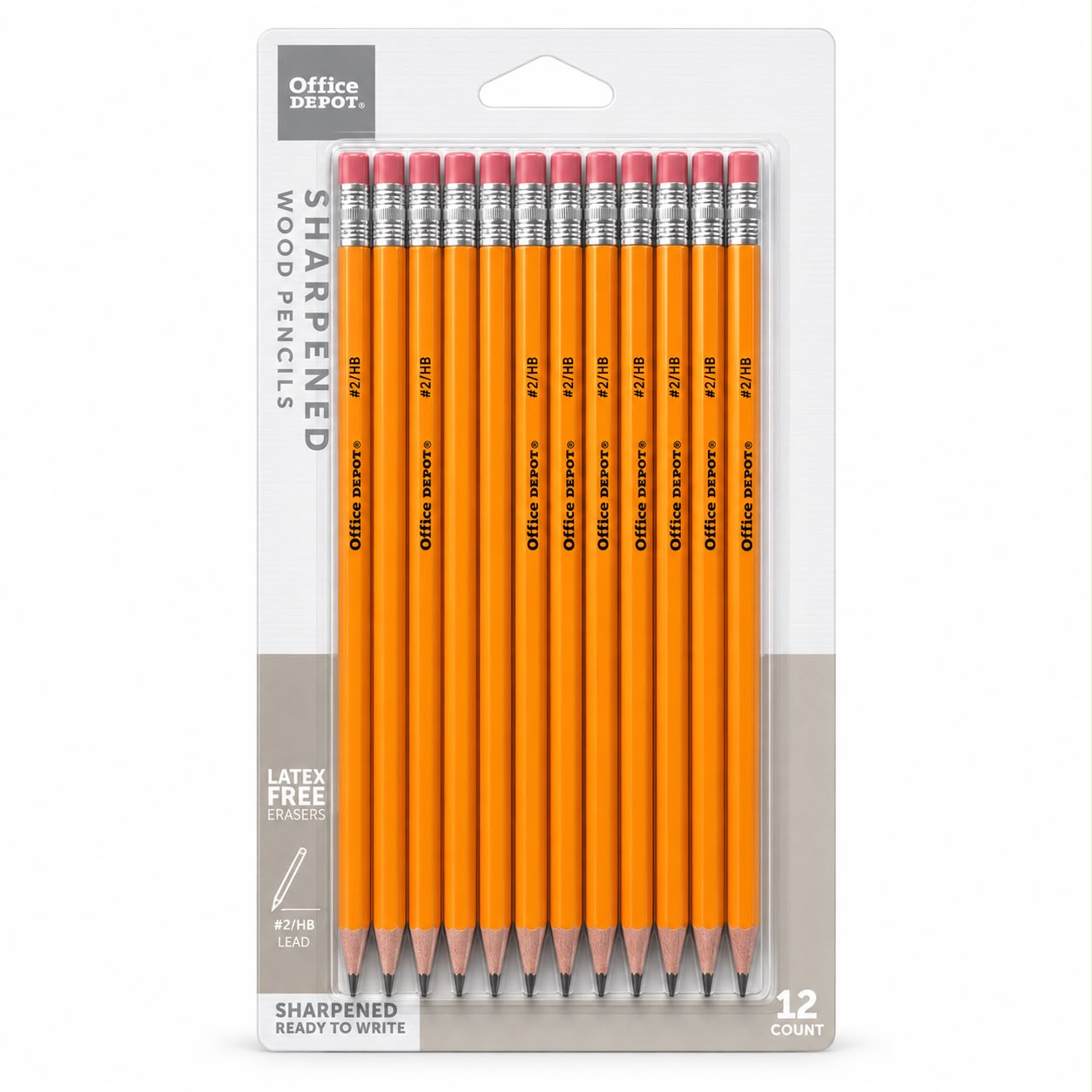 A 12-pack of Office Depot sharpened wood pencils