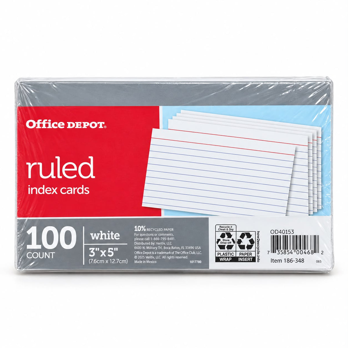 Office Depot white ruled index cards