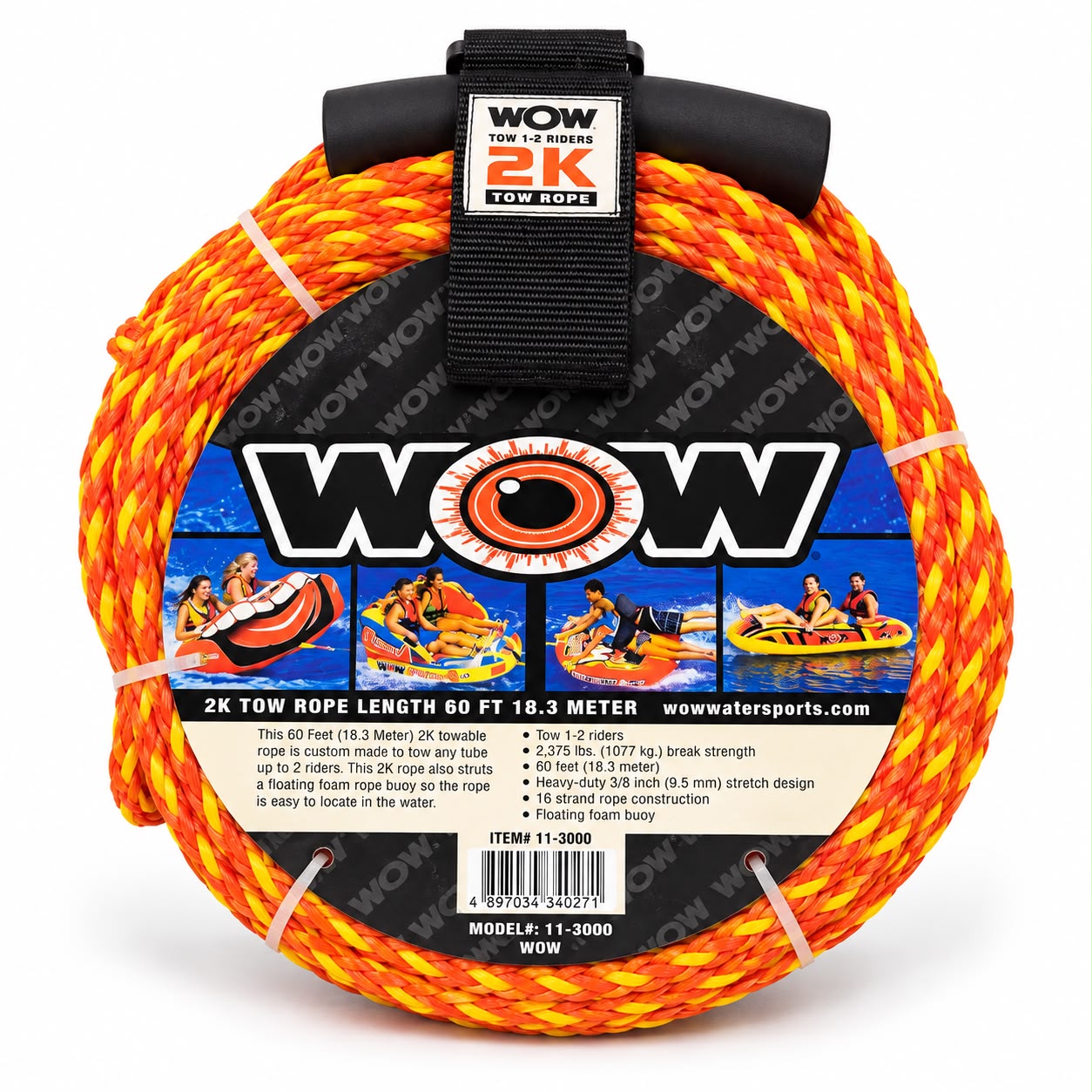 A spool of WOW brand 2K tow rope