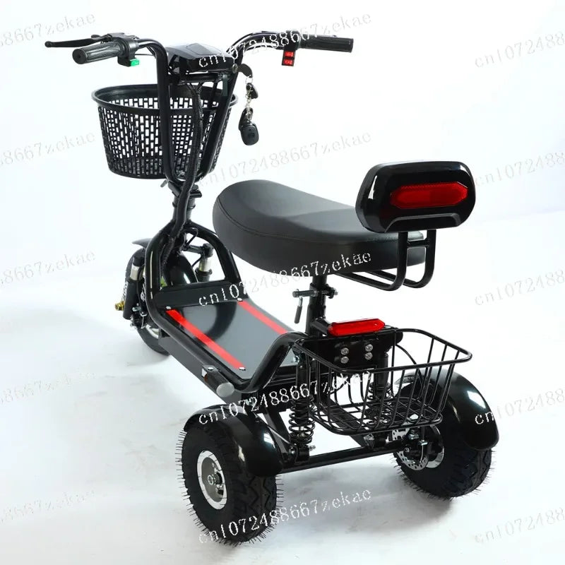 New electric tricycle 12-inch portable scooter for men and women for adults folding mini small three-wheeled electric car