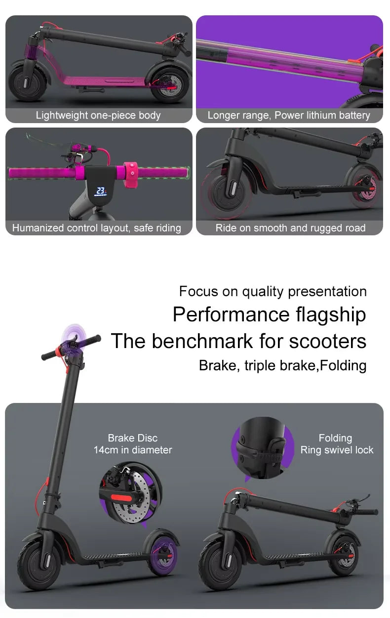 2026 X8 Electric Scooter LED Display Disc Brake Foldable Design-36V 10AH 250W Max Load 120KG Range 45KM Fast Speed 25KM Range
