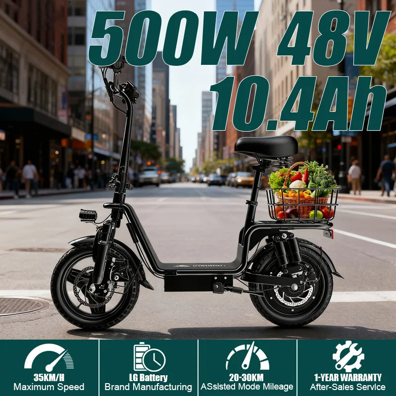 DEEPOWER C14 electric scooter can carry weight on the pedals and is equipped with a 500w motor and a waterproof lithium battery