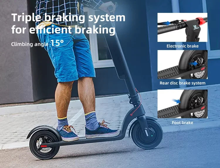 2026 X8 Electric Scooter LED Display Disc Brake Foldable Design-36V 10AH 250W Max Load 120KG Range 45KM Fast Speed 25KM Range