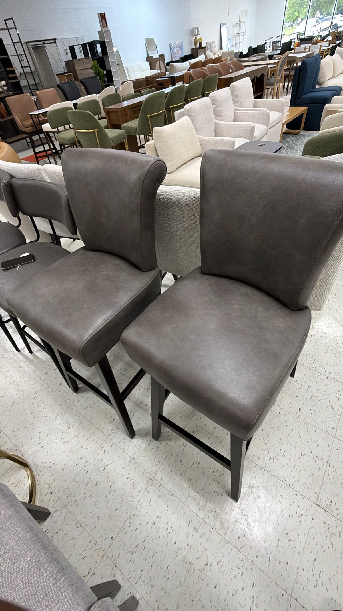 Modern Gray Faux Leather Barstools