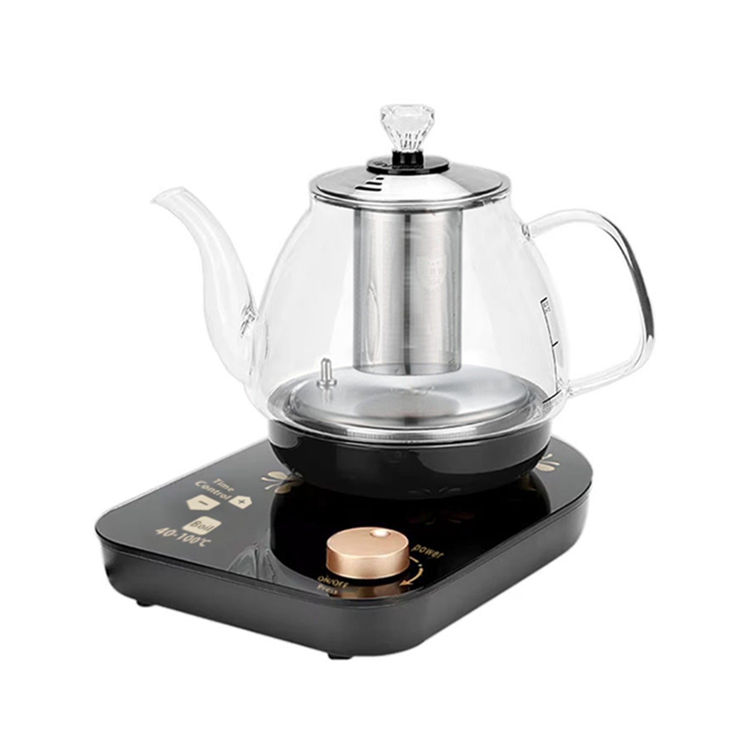 Professional Multi-functional Glass Teapot 800ml Fast Heating Cooking And Brewing Integrated Electric Kettle With Stainless Steel Filter
