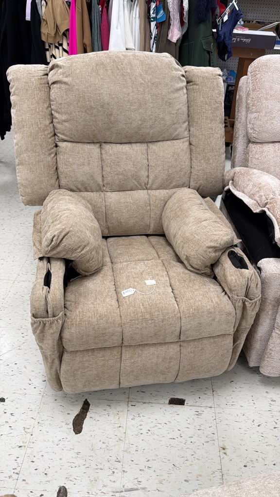 Plush Beige Recliner Chair