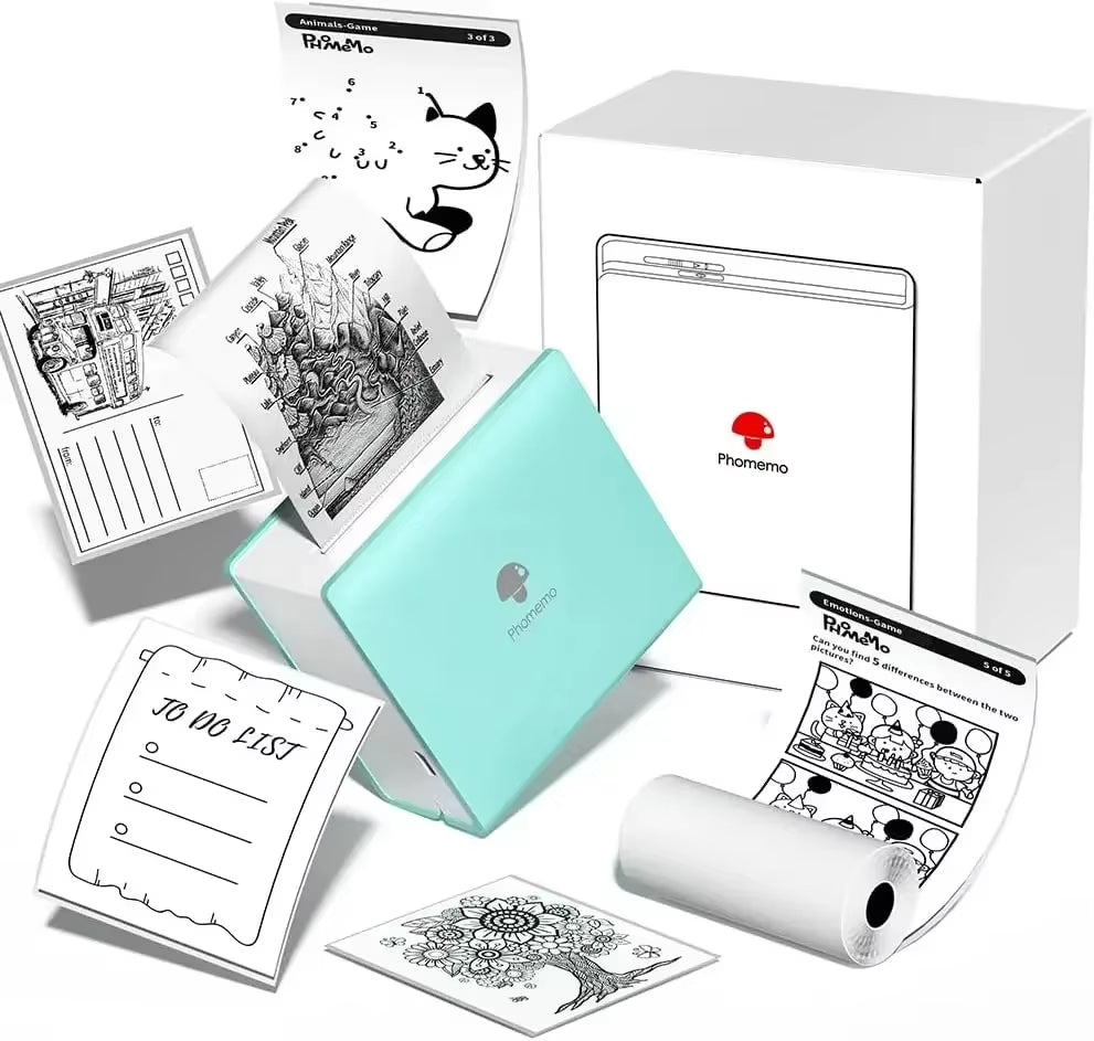 M02 Portable Mini Sticker Printer Thermal Pocket Photo Printer Bluetooth Wireless Picture Printer Portable for Phone