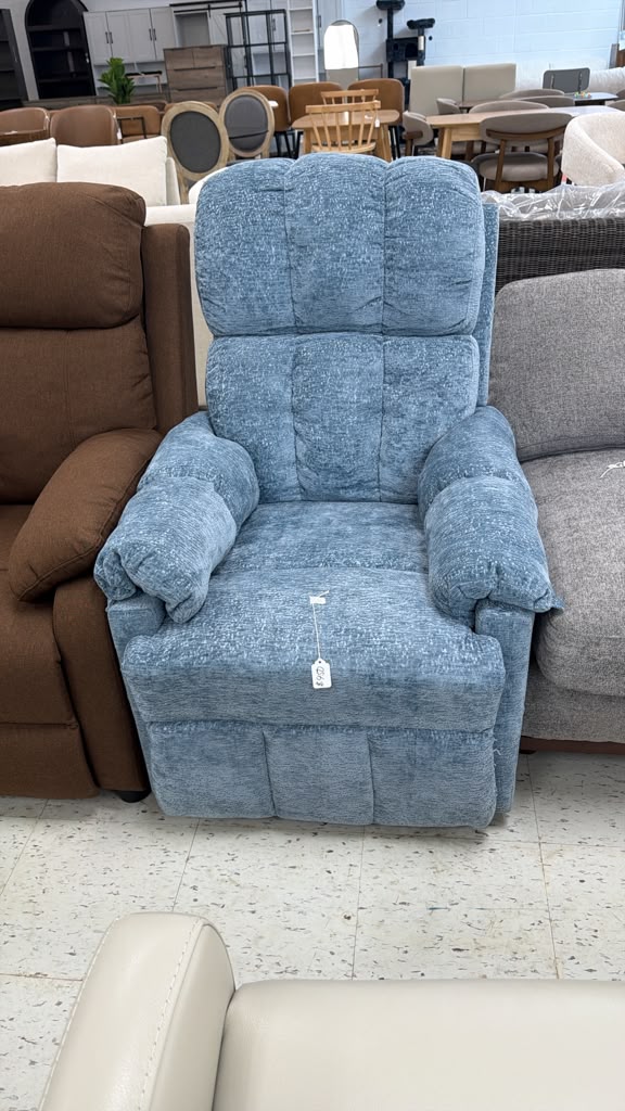 Plush Blue Recliner Chair