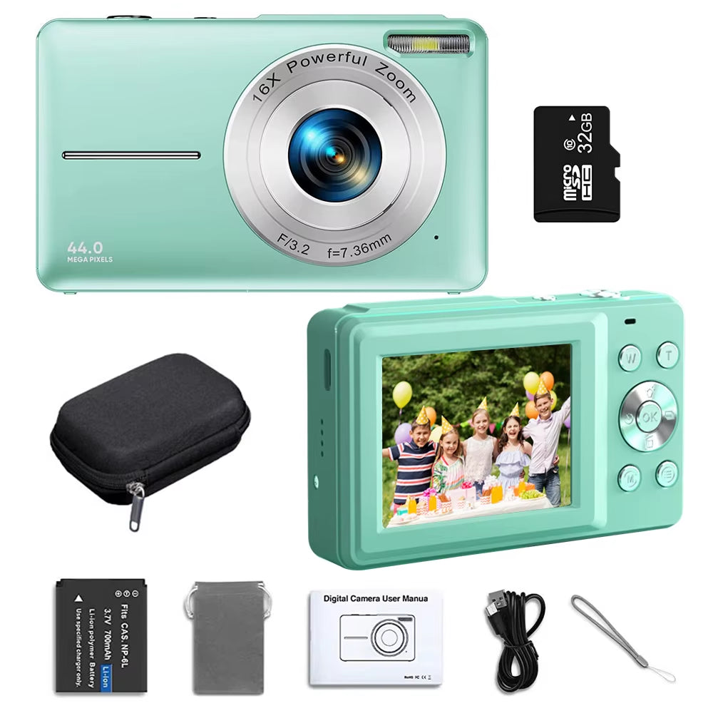 HD 1080P Digital Camera 2.4 Inches Rechargeable Cameras with 16X Zoom Compact Camera 44MP Cameras for Kids Girls Camera Digit