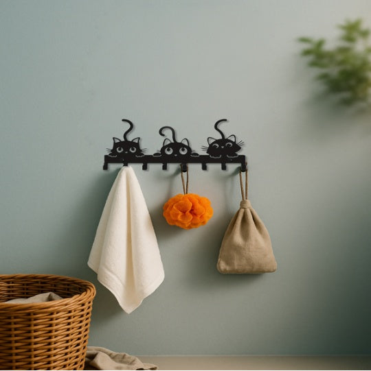 The Iron Cat Key Hook Rack - Fashionable Metal Wall - Mount Key Holder. It's An Easy - Install Storage Organizer Ideal For Home Living Room And Bedroom Decor, And A Top - Tier Housewarming Gift.Wall S