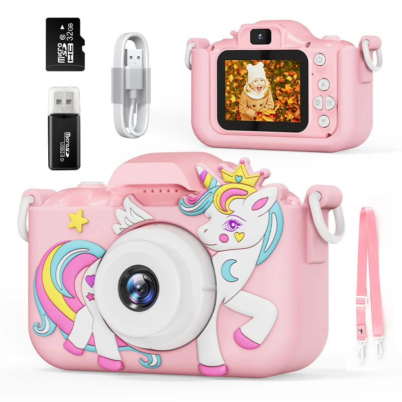 Children Digital Cameras with 32G Card Dual Cameras Photography Video Camera Boy Girl Birthday Gift Educational Toys for Kids