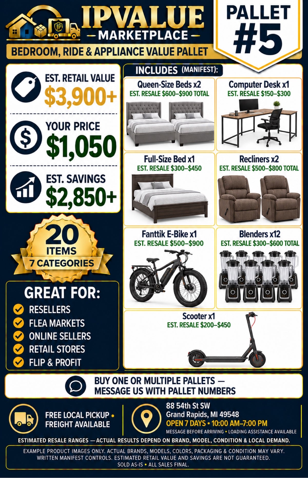 Pallet #5 — Bedroom, Ride & Appliance Value Pallet (Manifested)