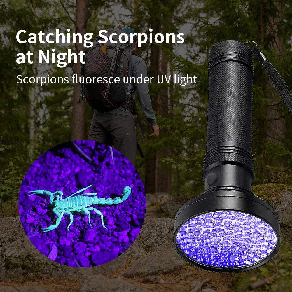 51/100 LED UV Flashlight Pet Urine Stain Detector Portable Torch Lamp Money Verification Purple Light Multifunctional Tool