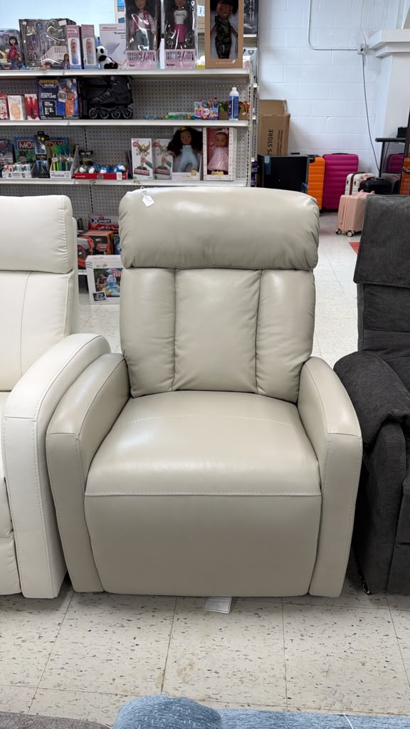 Modern Beige Leather Recliner Chair