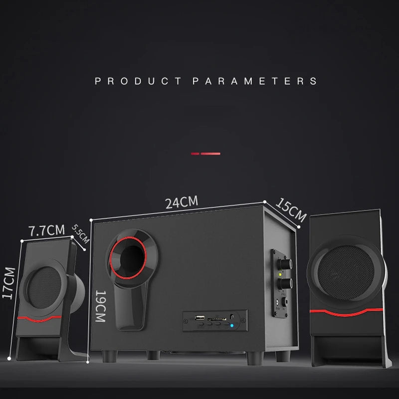 NEW Computer Speakers Wooden 2.1 Multimedia Subwoofer Bluetooth Audio USB Laptop Speakers Bluetooth +3.5Mm Connection