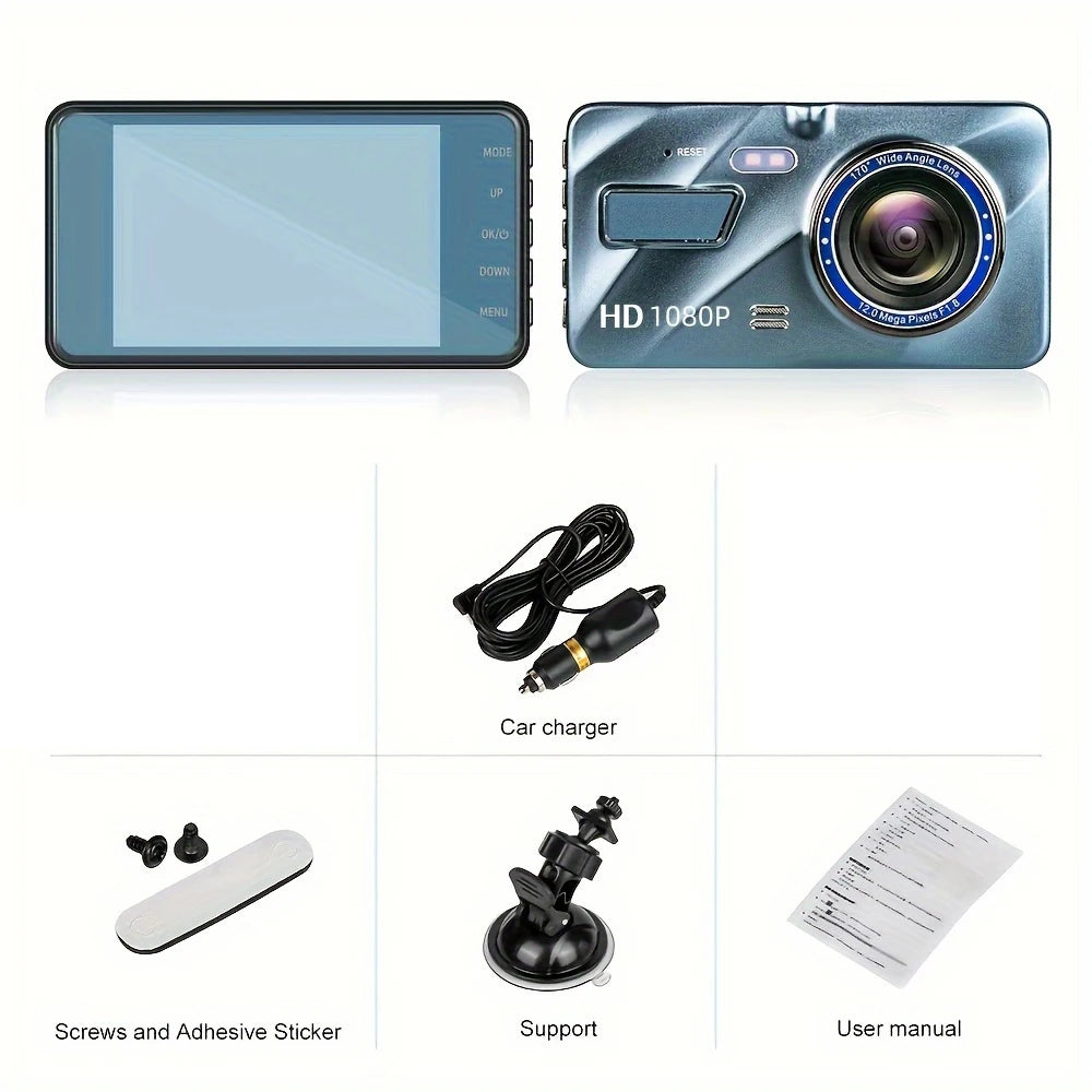Car DVR 2 Cameras 4.0 Inches Dash Cam Car Video Recorder Auto Registrator Dvrs Dash Cam with Dual Ways Cameras Car Accessories