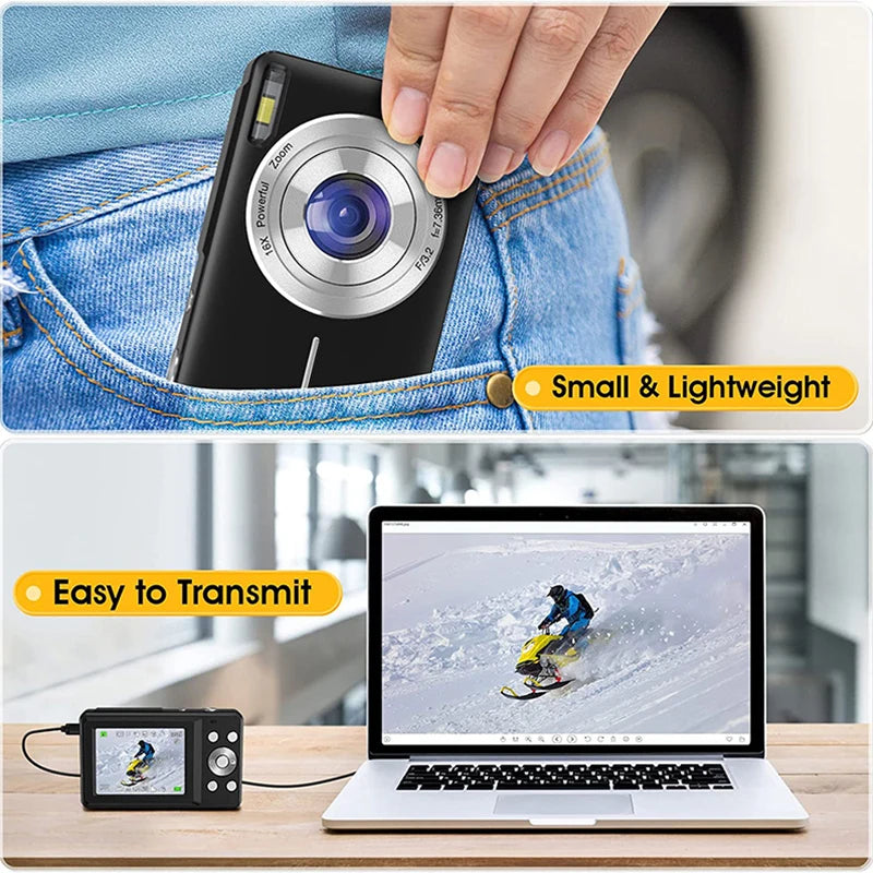 HD 2.4 Inches 1080P Digital Camera Rechargeable Cameras with 16X Zoom Compact Camera 44MP Cameras for Kids Girls Camera Digit
