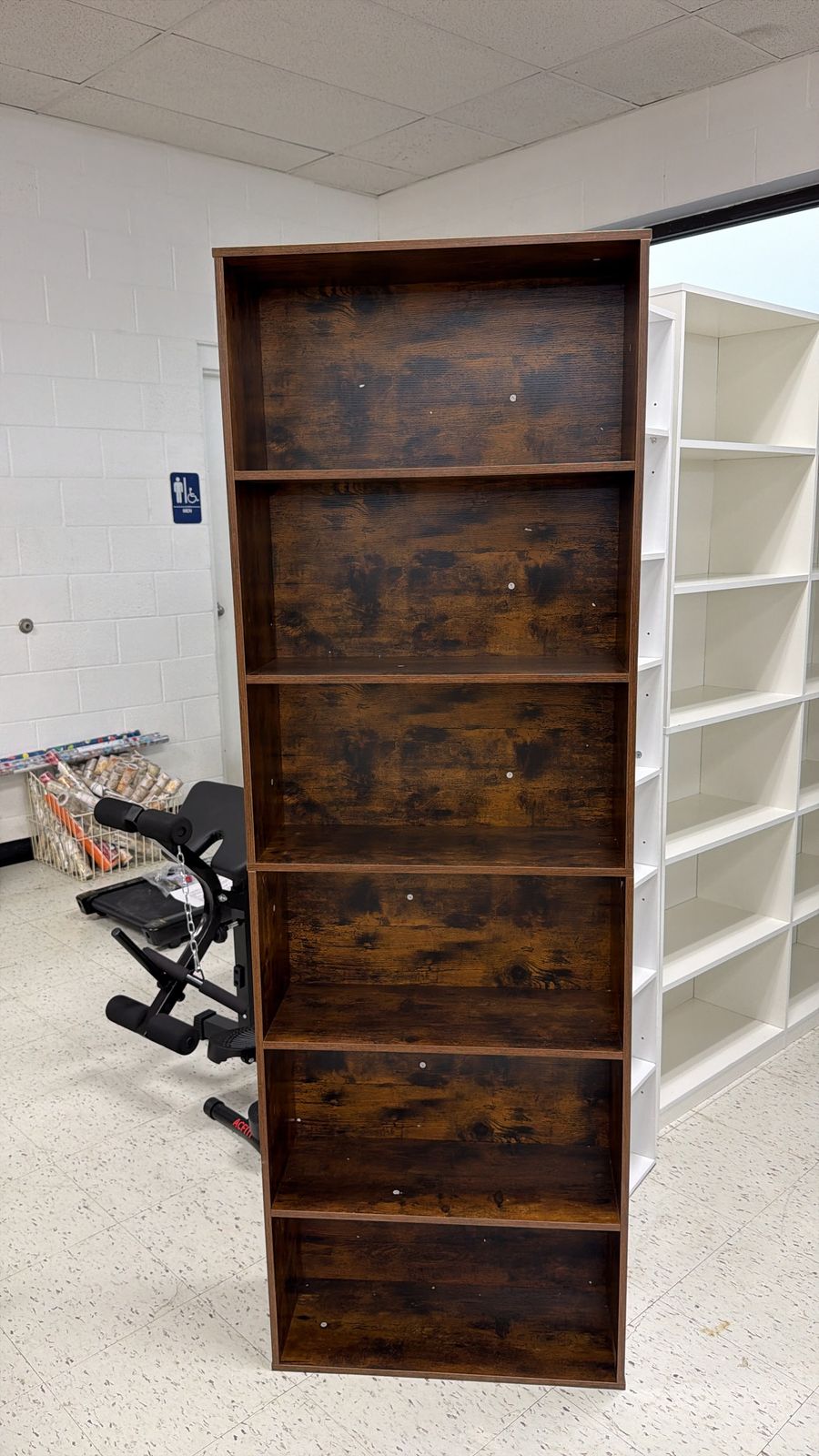 Rustic Wooden Bookshelf with Five Shelves