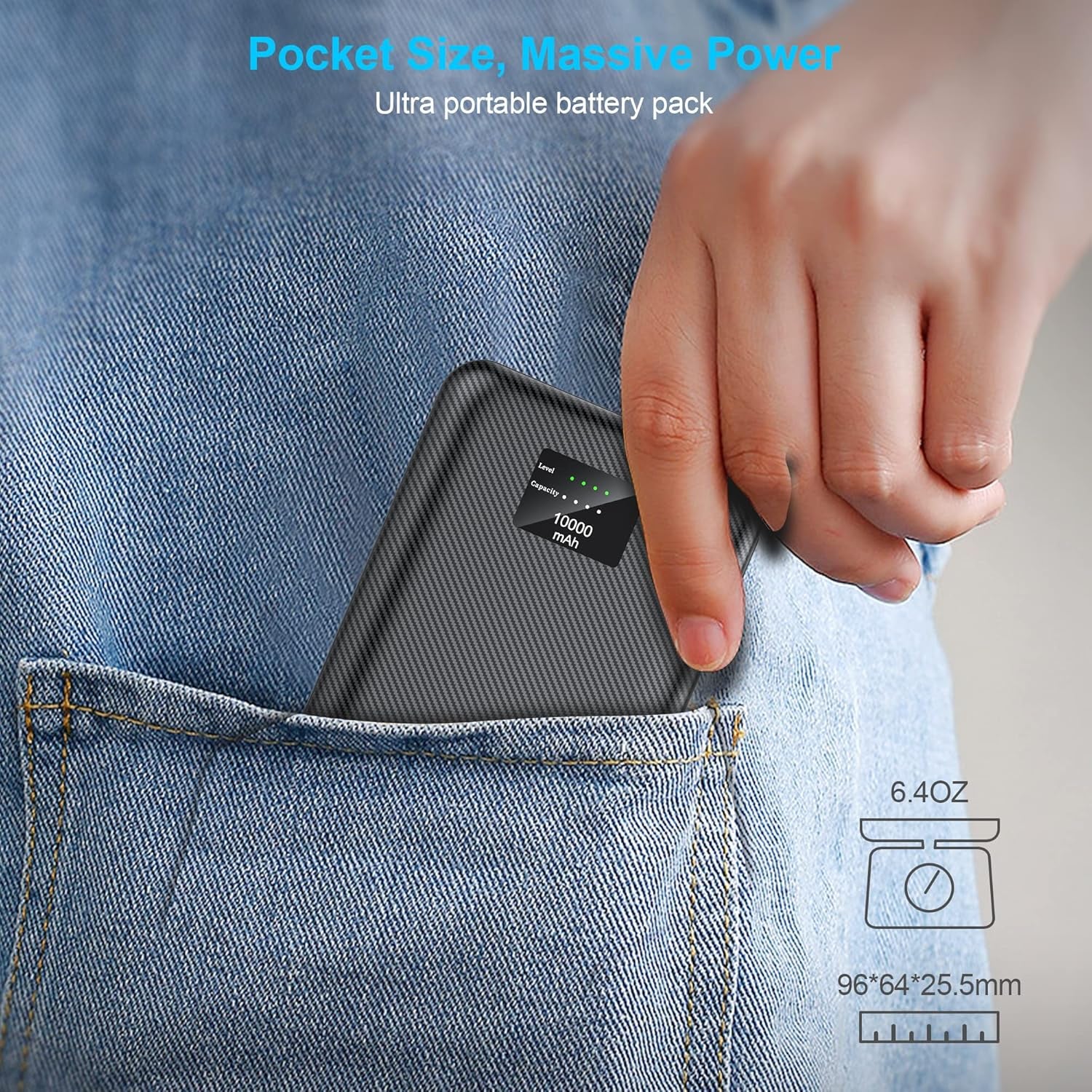 DC 7.4V and 5V 2A USB Power Bank for Heated Vest Heated Jacket Rechargeable Battery Pack 10000Mah Portable Charger for Iphone, Tablet Etc