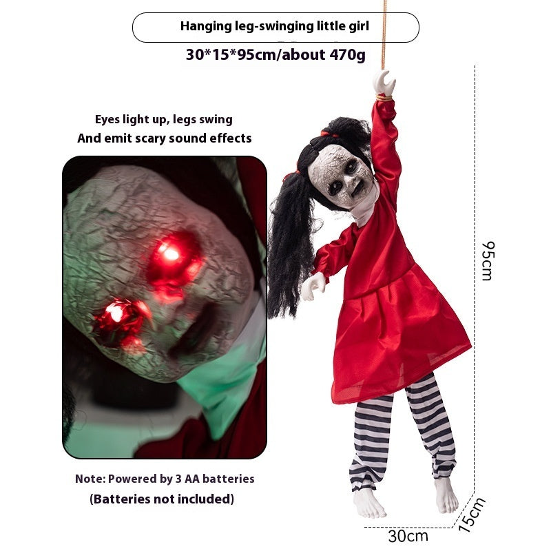 Halloween Swing Arm Red Clothes Kick Girl Hanging Ghost Decorative Pendant