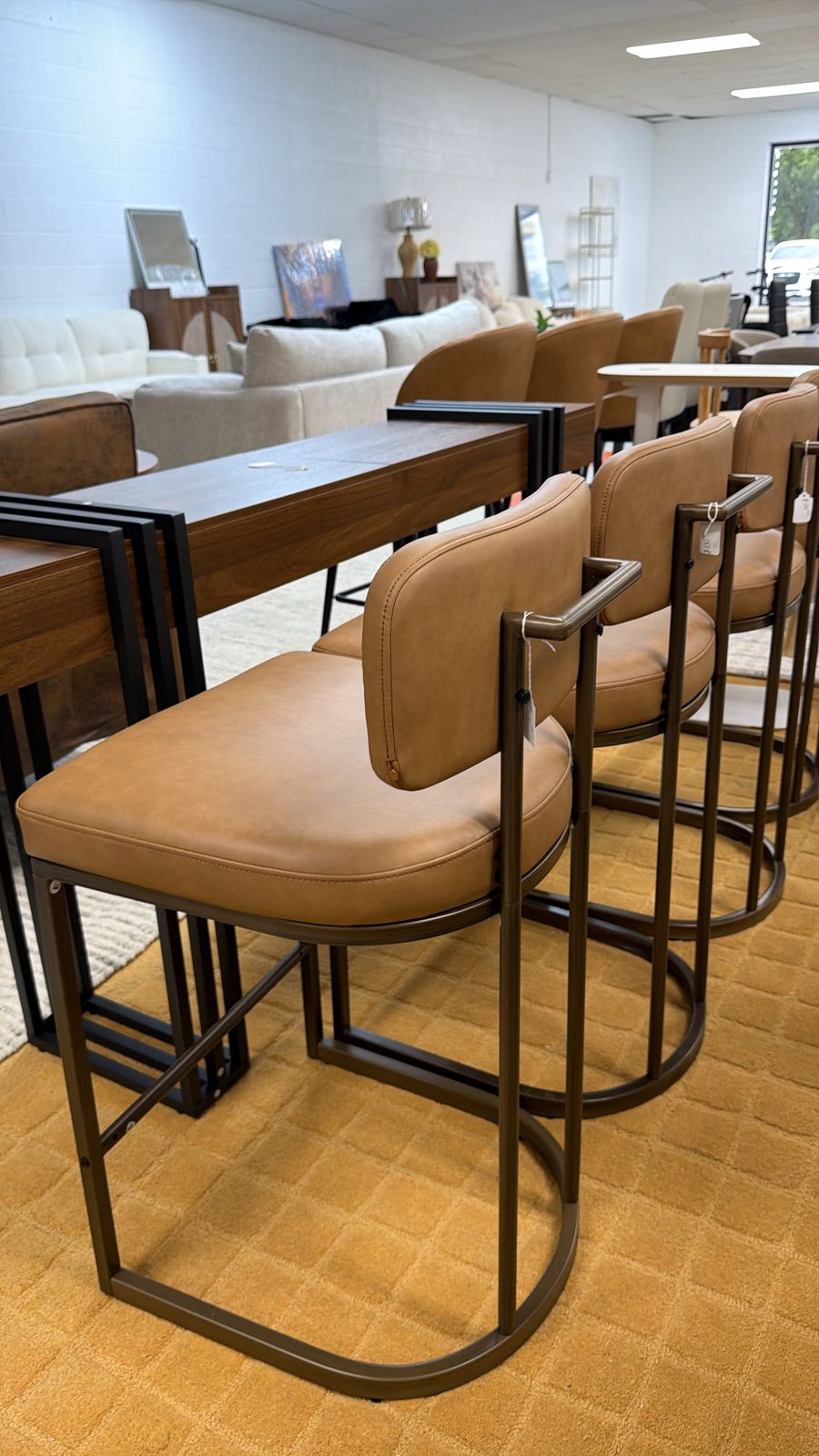 Contemporary Tan Bar Stools Set