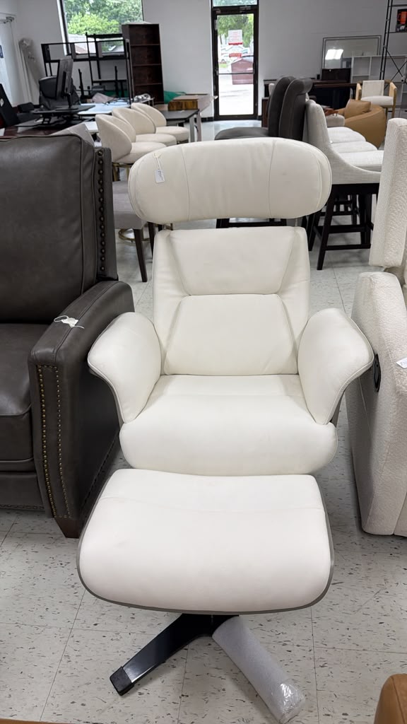 Modern White Swivel Recliner Chair