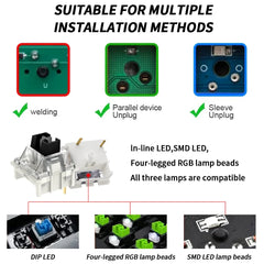 Outemu Switch Mechanical Keyboard Switch 3Pin Clicky Linear Tactile Silent Switches RGB LED SMD Gaming Compatible with MX Switch