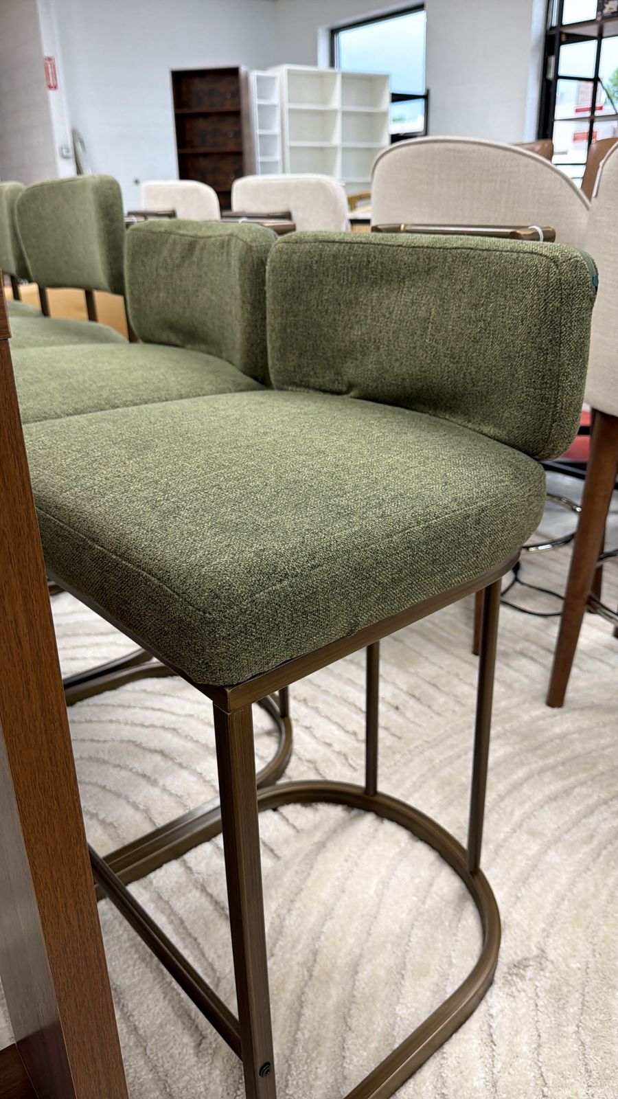 Modern Green Bar Stool with Metal Legs