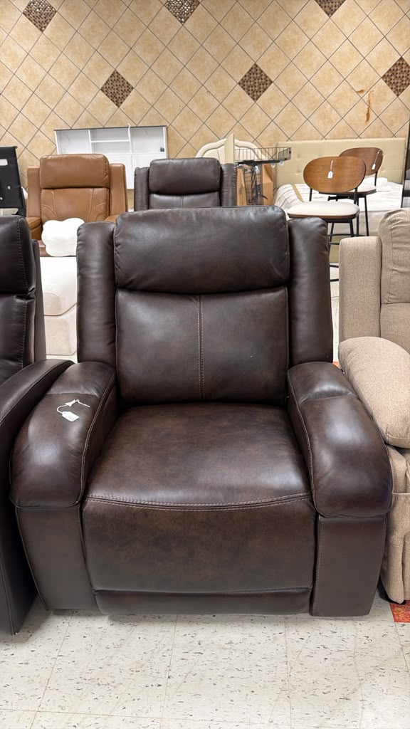 Classic Brown Leather Recliner Chair