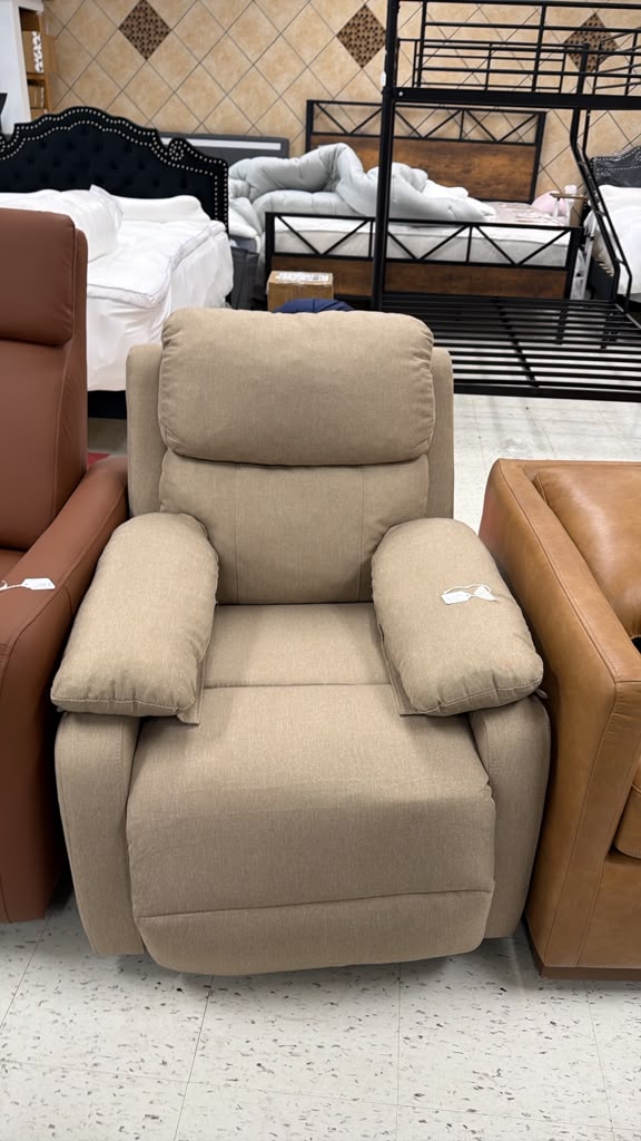Beige Plush Recliner Chair