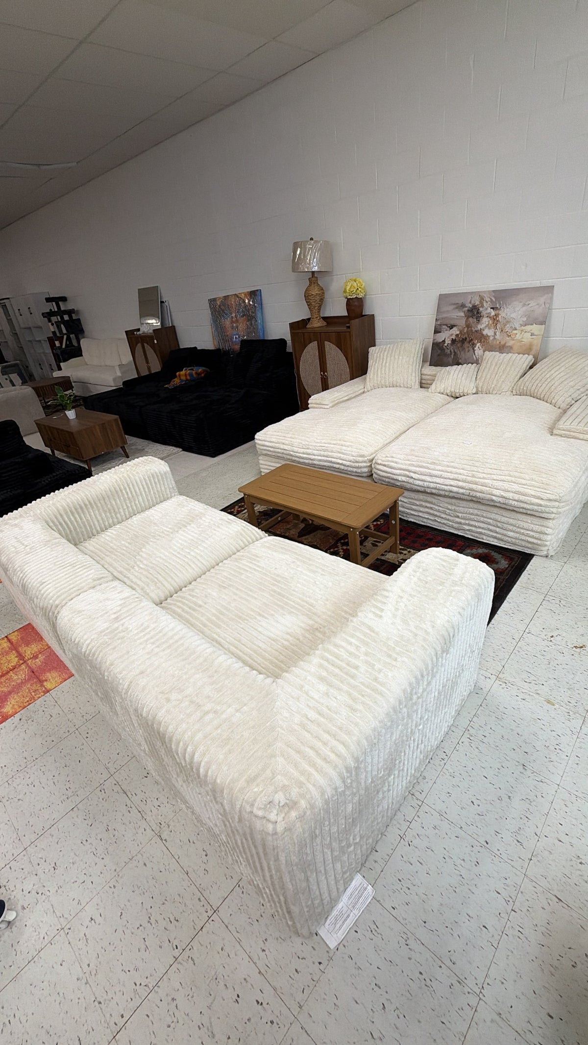 Plush Cream Sectional Sofa Set