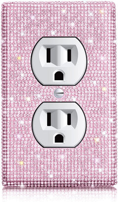 Shiny Rhinestones Wall Plate Light Switch Cover Plate Decorative Wall Bling Outlet Cover for Bedroom Accessories Home Decor(Single Gang Toggle,Pink)